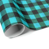 Papier Cadeau Simple Turquoise Bleu Bleu Bleu Noir Chèques Plaid (Coin rond)