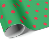 Papier Cadeau Simple vacances Polka point rouge et vert (Coin rond)