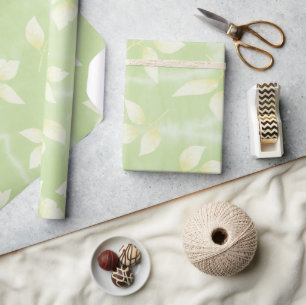 PAPIER CADEAU SIMPLE VERT EAU COULEUR FEUILLE ART DESIGN