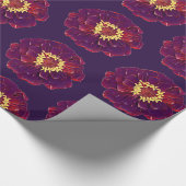 Papier Cadeau Simple violet foncé peint Zinnia floral  (Coin)