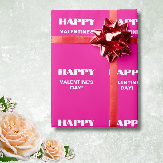 Papier Cadeau Simple White Clean Joyeux Valentines Jour | Hot Pi