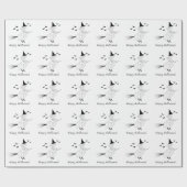 Papier Cadeau Simple Witch And Bats Line Art Halloween heureux (Plat)