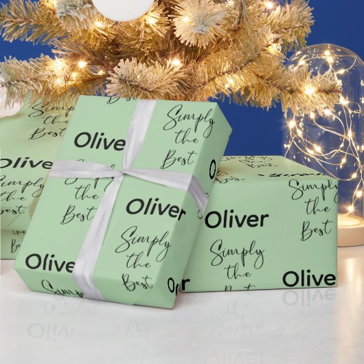 Papier Cadeau Simplement la Meilleure Lumineuse Vert Clair (Vacances)