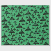 Papier Cadeau Simples Arbre de Noël Motif Black Green Holiday (Plat)