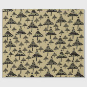 Papier Cadeau Simples Arbre de Noël Motif Golden Black Holiday (Plat)