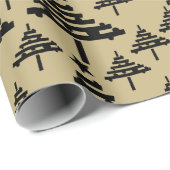 Papier Cadeau Simples Arbre de Noël Motif Golden Black Holiday (Coin rond)