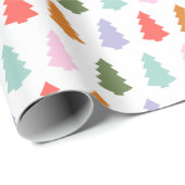 Papier Cadeau Simples arbres colorés Vacances hivernales (Coin rond)