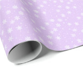 Papier Cadeau Simples flocons blancs Violet Noël (Coin rond)