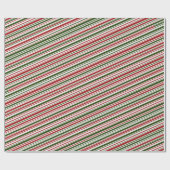Papier Cadeau Simples rayures rouges et vertes Noël (Plat)