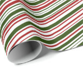 Papier Cadeau Simples rayures rouges et vertes Noël (Coin rond)