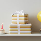 Papier Cadeau Simply Gold to Silver Stripes Wrapping Paper