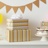 Papier Cadeau Simply Gold to Silver Stripes Wrapping Paper