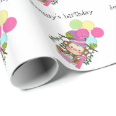 Papier Cadeau Singe/ballons/ans de l'anniversaire cake-1/nom (Coin rond)