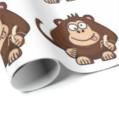 Papier Cadeau Singe bête avec dessin sur banane (Coin rond)