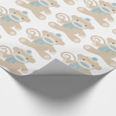Papier Cadeau Singe de chaussette dans le bleu (Coin)