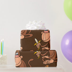 Papier Cadeau Singe de dessin animé mignon avec banane animal dr
