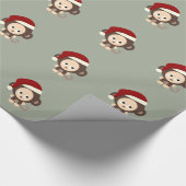 Papier Cadeau Singe de Noël mignon (Coin)