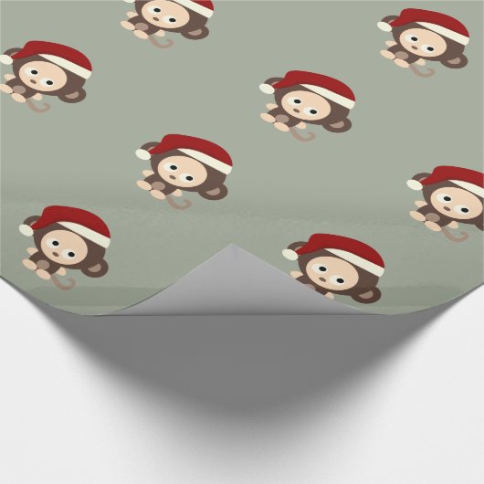 Papier Cadeau Singe de Noël mignon (Coin)