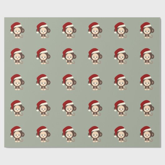 Papier Cadeau Singe de Noël mignon (Plat)