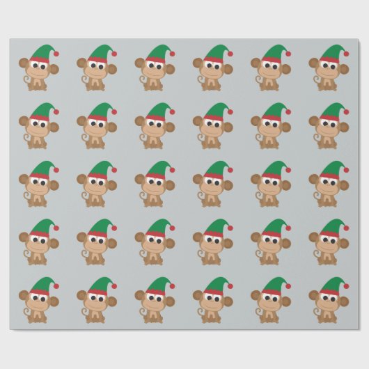 Papier Cadeau Singe d'Elf de Noël (Plat)
