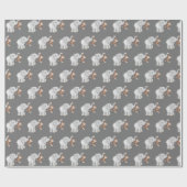 Papier Cadeau Singe et éléphant sur gris (Plat)