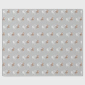 Papier Cadeau Singe et éléphant sur gris (Plat)
