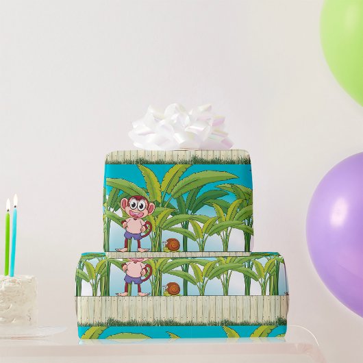 Papier Cadeau Singe et escargot sur la scène de la jungle tropic