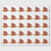 Papier Cadeau Singe et ours de chaussette dans des casquettes de (Plat)