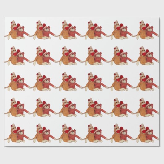 Papier Cadeau Singe et ours de chaussette dans des casquettes de (Plat)