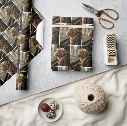 Papier Cadeau Singe regardant la pluie (Artisanat)