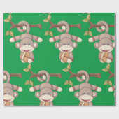 Papier Cadeau Singe Tenant Un Football (Plat)