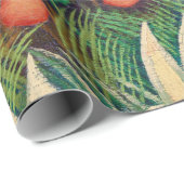 Papier Cadeau Singes Parrot Animal dans la forêt de la Jungle (Coin rond)