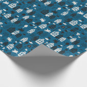 Papier Cadeau Sinterklaas met paard en huisjes blauw (Coin)