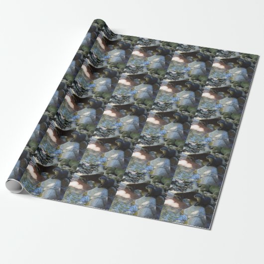 Papier Cadeau **"Sips by the Stream : Otters Drinking from River (Déroulé)