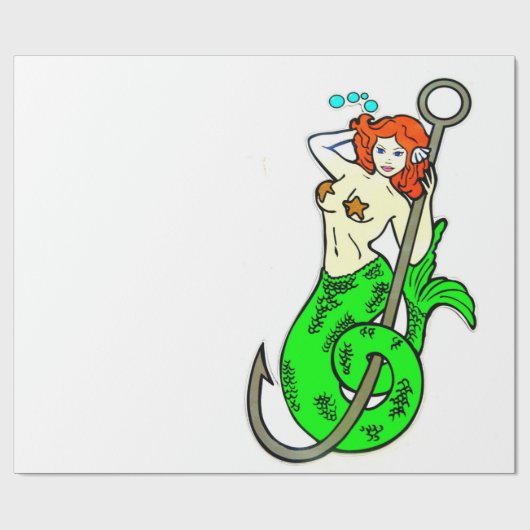 Papier Cadeau sirène à queue verte (Plat)