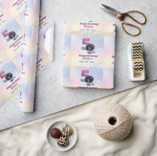 Papier Cadeau Sirène Africaine Américaine 5E Anniversaire