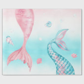 Papier Cadeau Sirène d'aquarelle sous la mer (Plat)