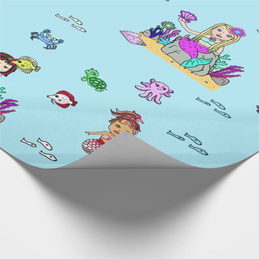 Papier Cadeau Sirène et créatures de mer Enveloppement cadeau de (Coin)