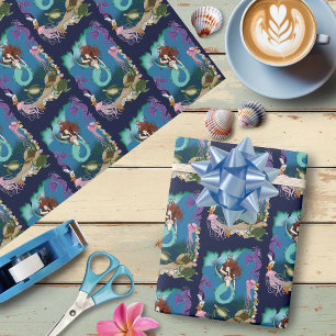 Papier Cadeau Sirène Mystique Océan Fantastique Vie Bleue de la