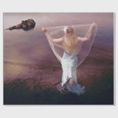 Papier Cadeau Sirène Par Mer Violet Nautique Rétro (Plat)