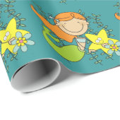 Papier Cadeau Sirène rousse (Coin rond)
