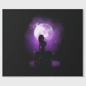 Papier Cadeau Sirène Sous La Lune (Plat)