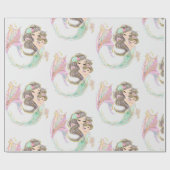 Papier Cadeau Sirène sous le papier d'enveloppement marin (Plat)