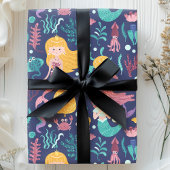 Papier Cadeau Sirène Sous L'Océan Mer Anniversaire