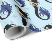 Papier Cadeau Sirène tribale bleue (Coin rond)