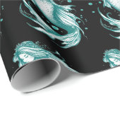 Papier Cadeau Sirène turquoise (Coin rond)