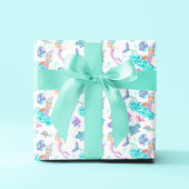Papier Cadeau Sirène Turquoise Sous Mer Océan Whimsical
