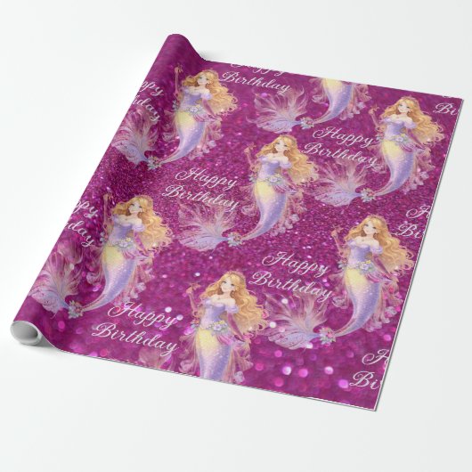 Papier Cadeau Sirène violette (Déroulé)