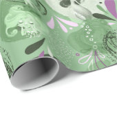 Papier Cadeau Sirènes de Whimsical Vert Motif Abstrait (Coin rond)