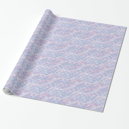 Papier Cadeau Sirènes Écailles de Sirène Perles (Déroulé)